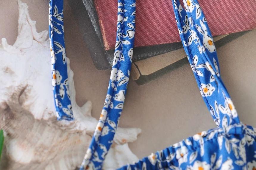 Spaghetti Strap Floral Ruffle Tie-Waist Romper Product Image