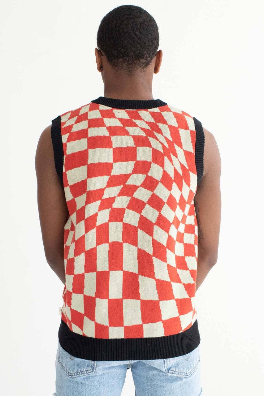 Red Tripping Checkers Sweater Vest Product Image