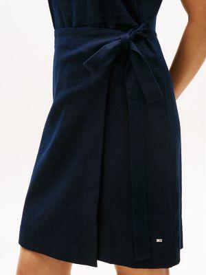 Sleeveless Linen-Blend Faux Wrap Dress Product Image