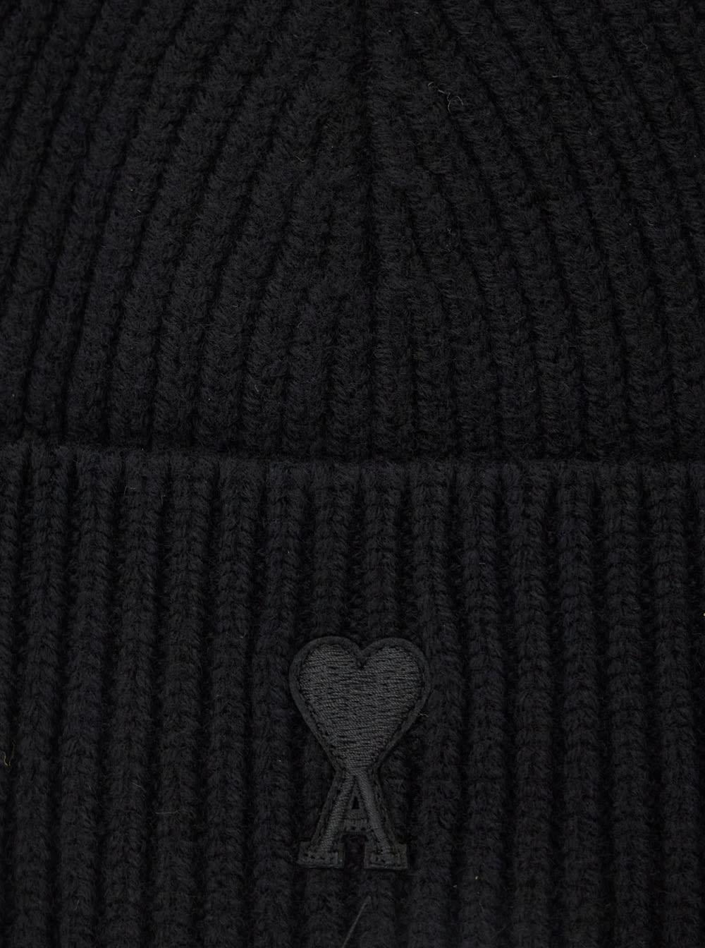 AMI ALEXANDRE MATTIUSSI Ami Paris Ami De Coeur Black Wool Hat Men Product Image