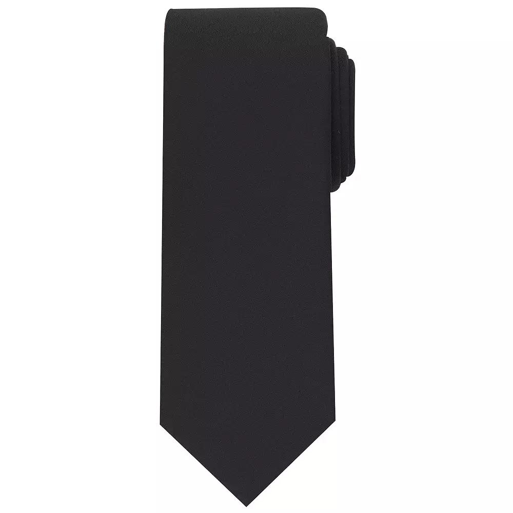 Men's Bespoke Solid Sateen Slim Tie, Black Sateen Product Image