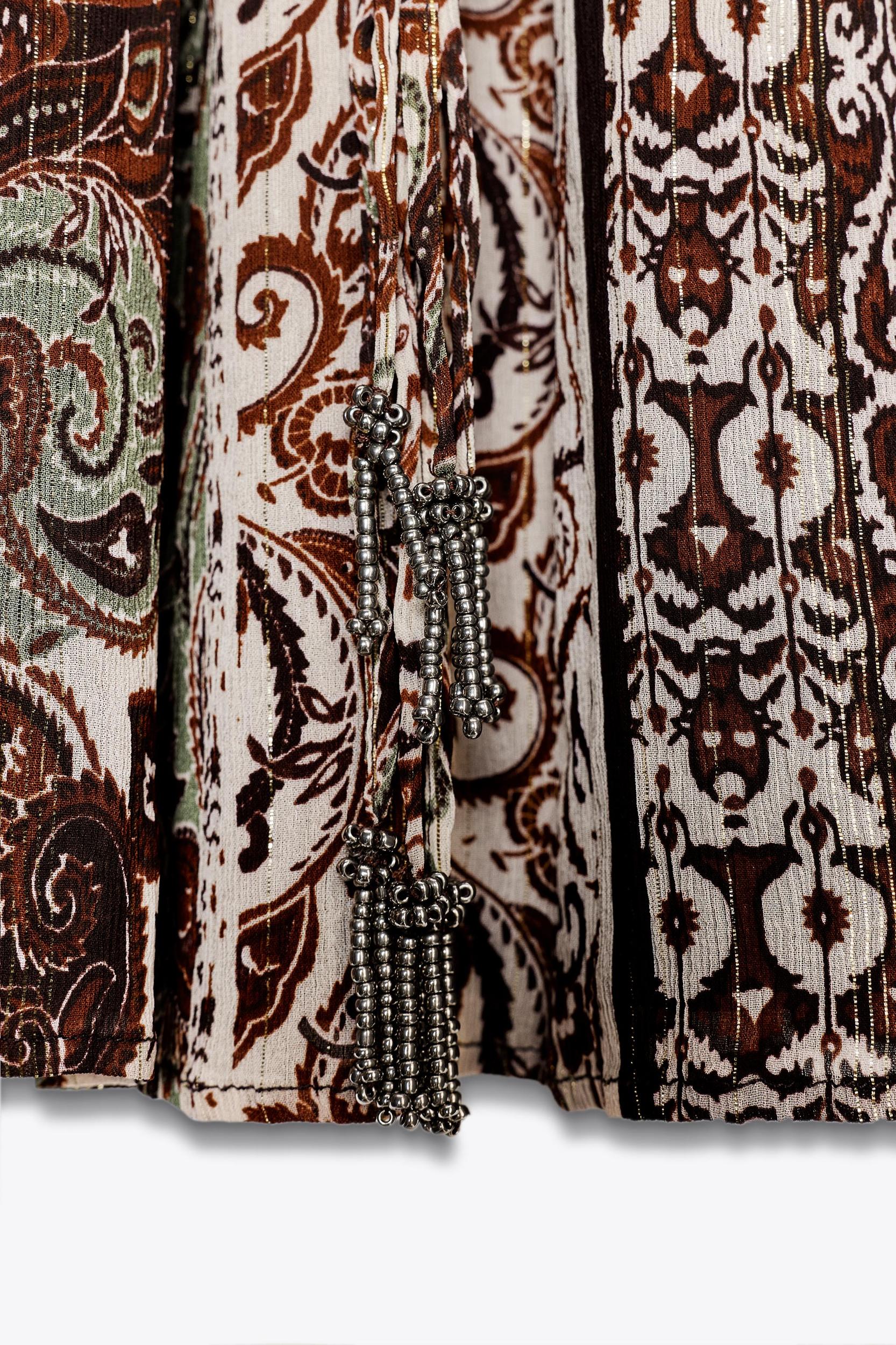 BEADED PRINTED METALLIC THREAD DRESS Product Image