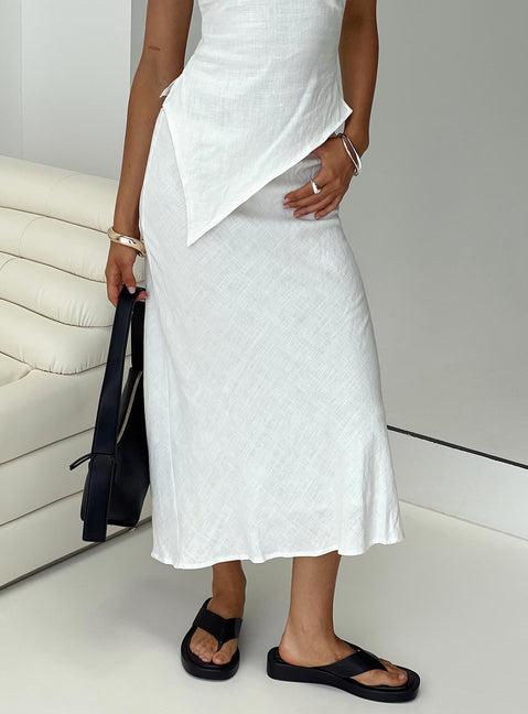 Ermias Linen Blend Midi Skirt White Product Image