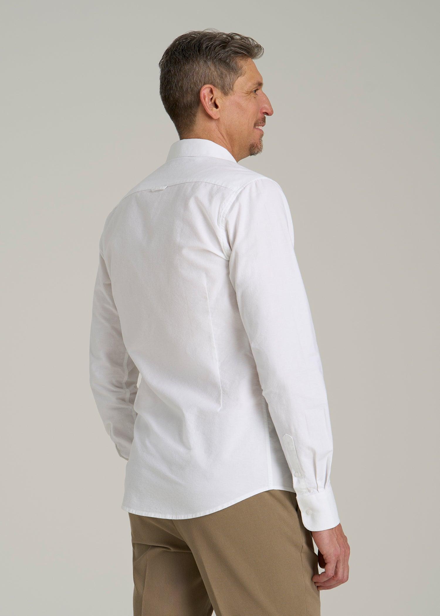 Washed Oxford Shirt for Tall Men in White Male Product Image