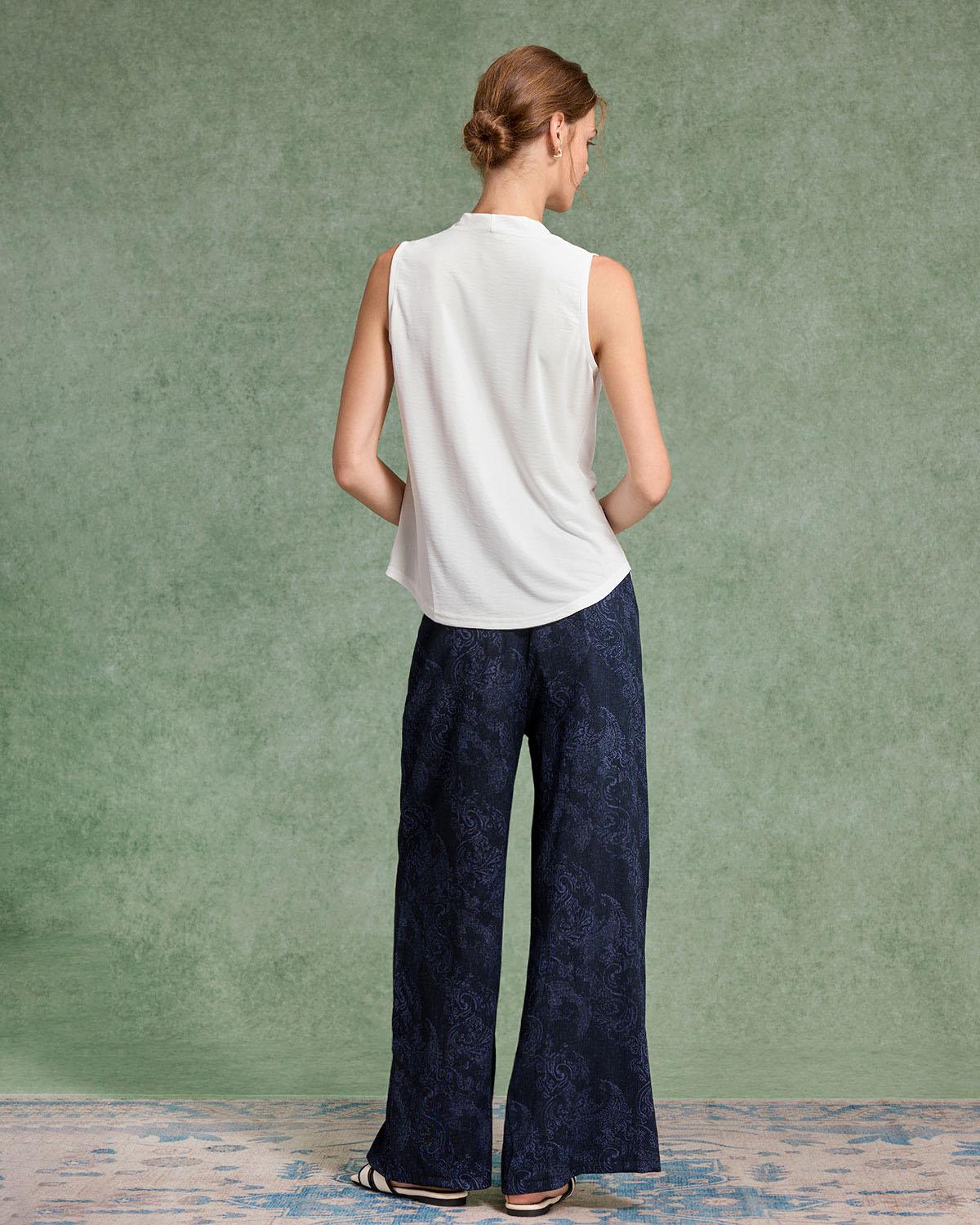 White Cowl Neck Tank Top Product Image