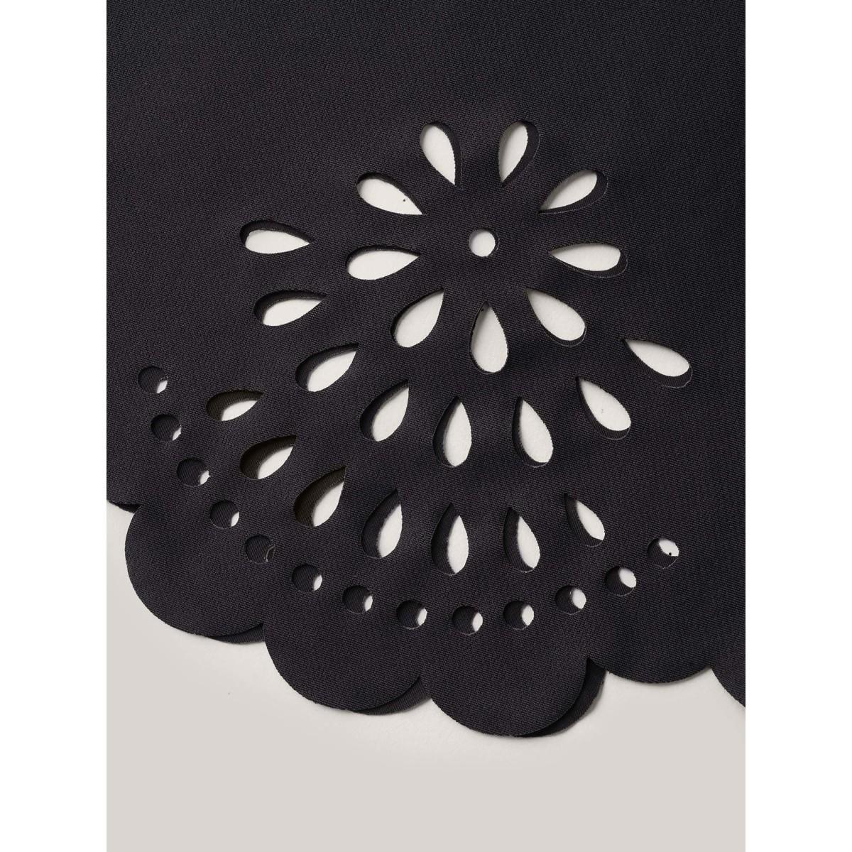 Plus Size Twist Front Laser Cut Swim Dress Women's Swimwear Deeppurplered Beach Bodycon Square Neck High stretch Curve Swim Dresses BloomChic 22-24/3X Product Image