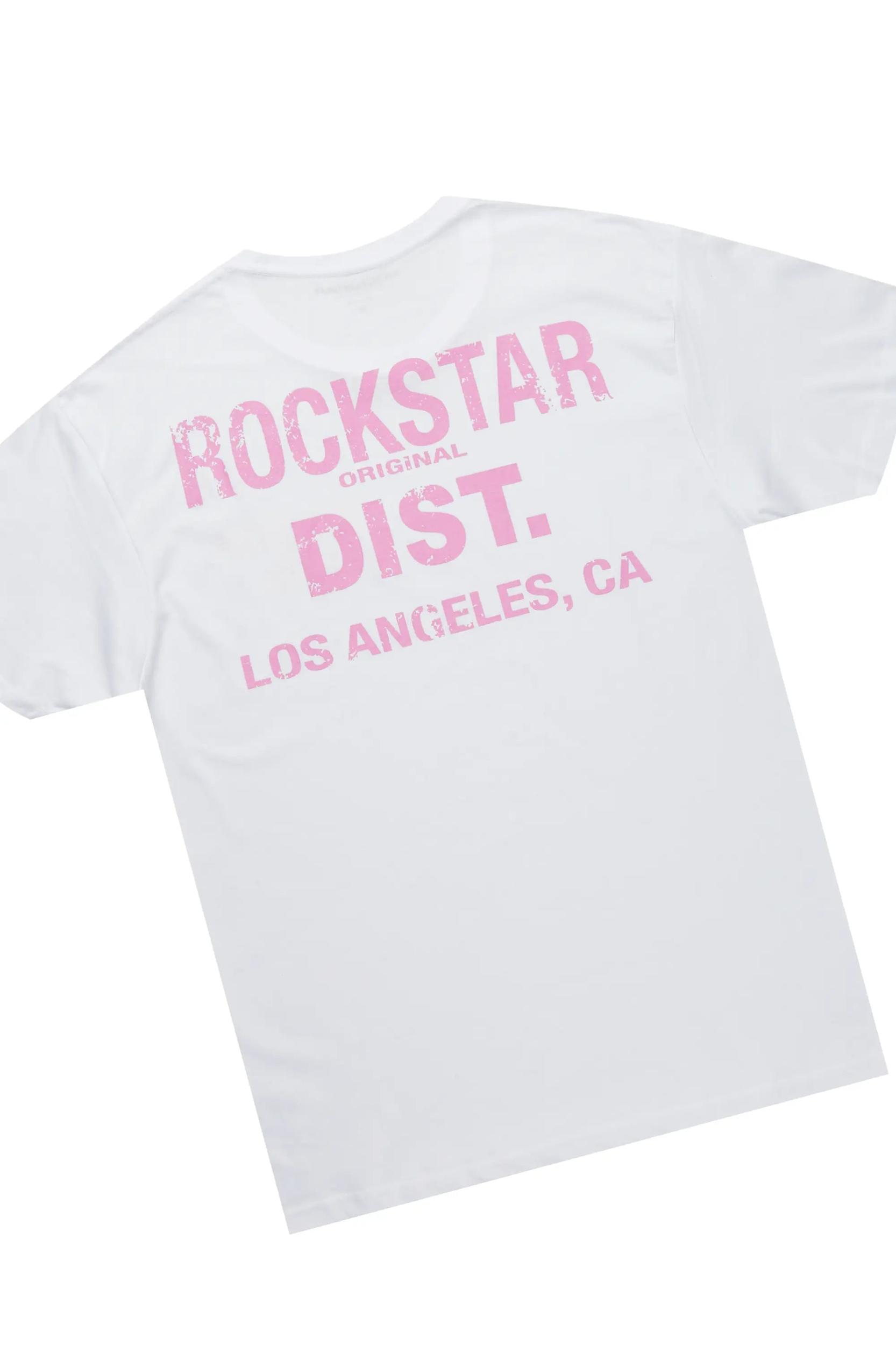 Andraila White/Pink T-Shirt Short Set Female Product Image