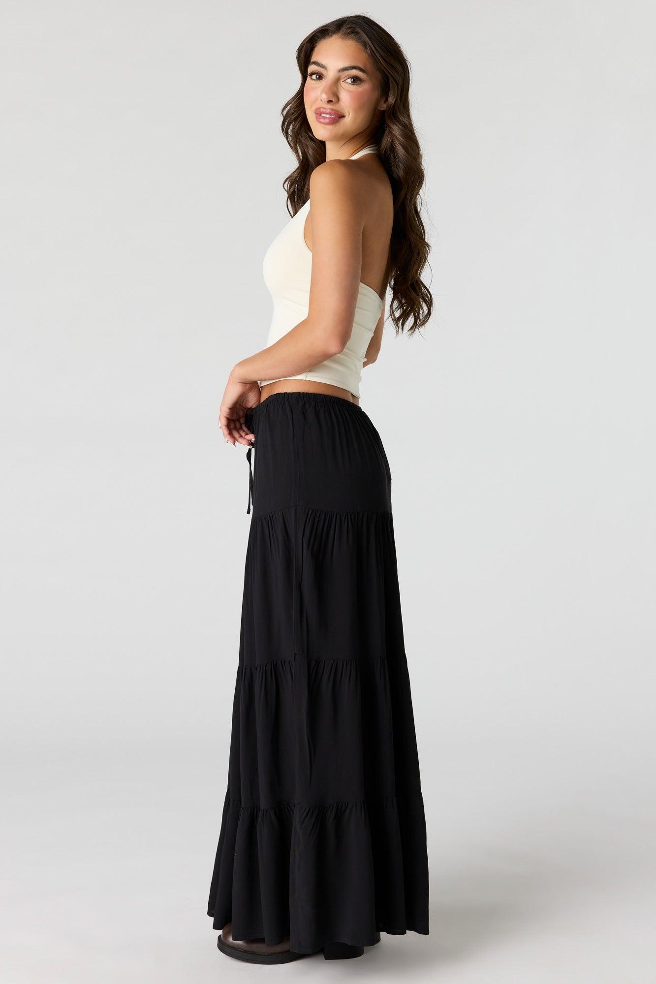 Tiered Drawstring Maxi Skirt Female Product Image