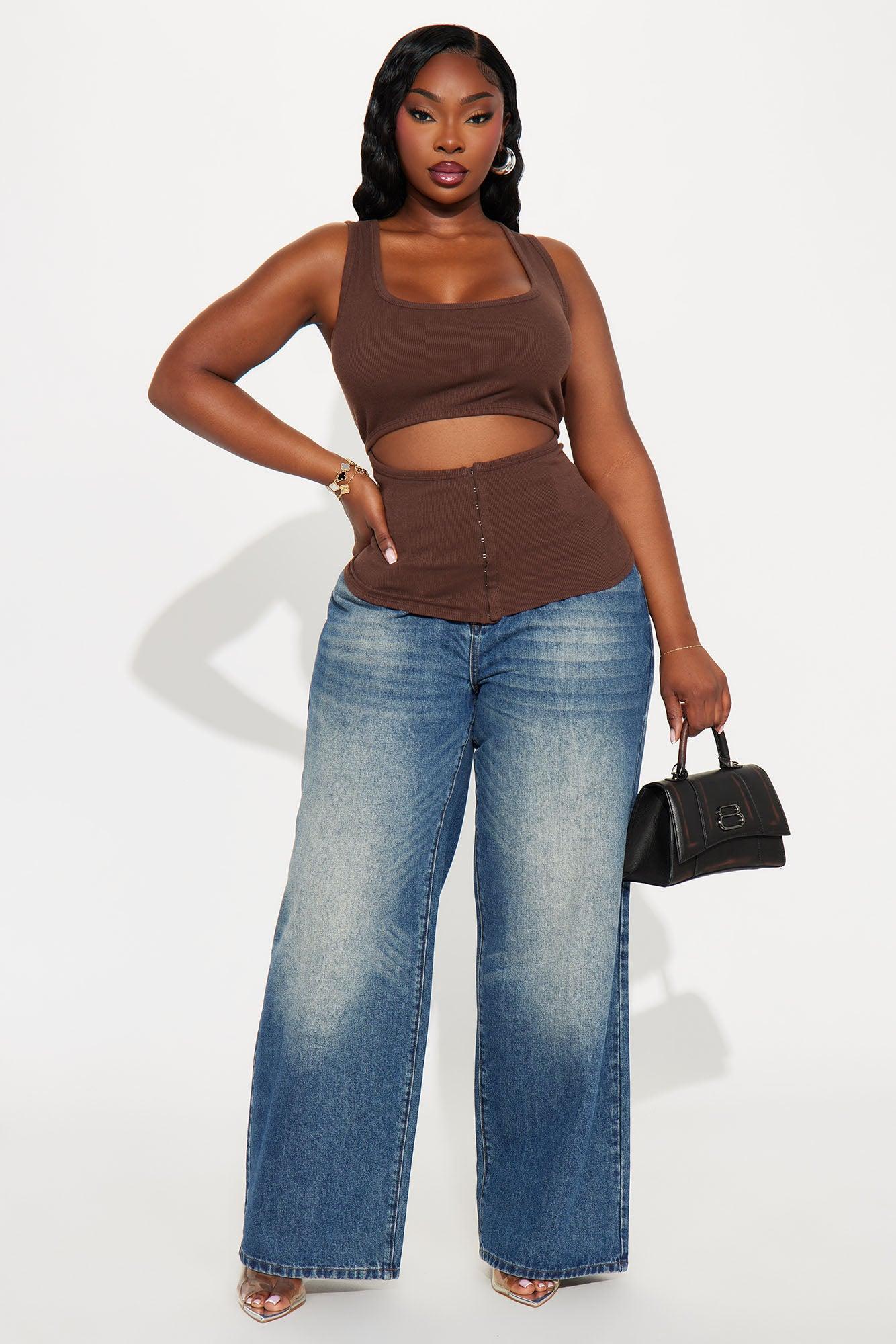 Liora Cut Out Ribbed Tank Top - Brown Female Product Image