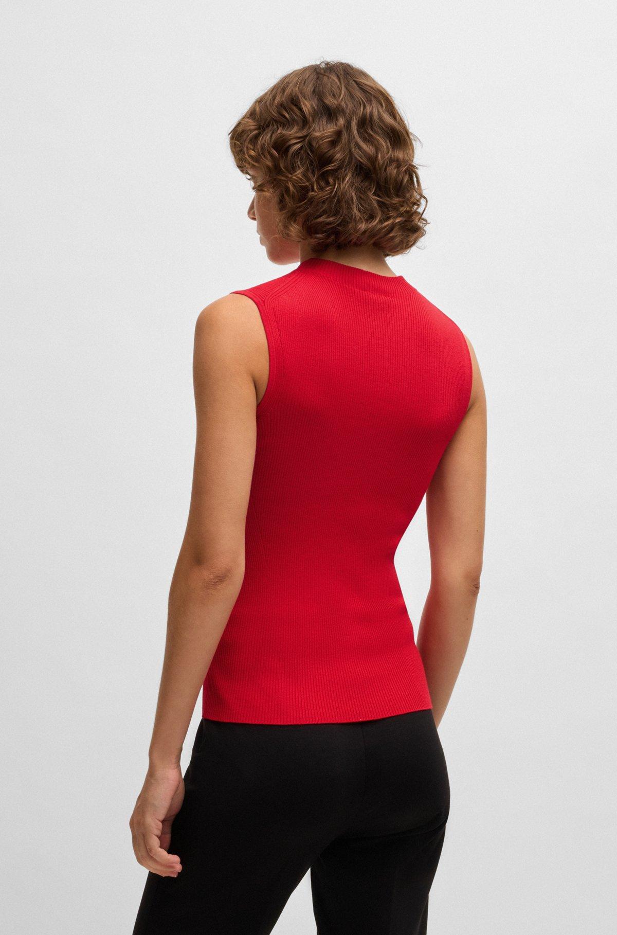 Ribbed-knit top with mock neckline Product Image