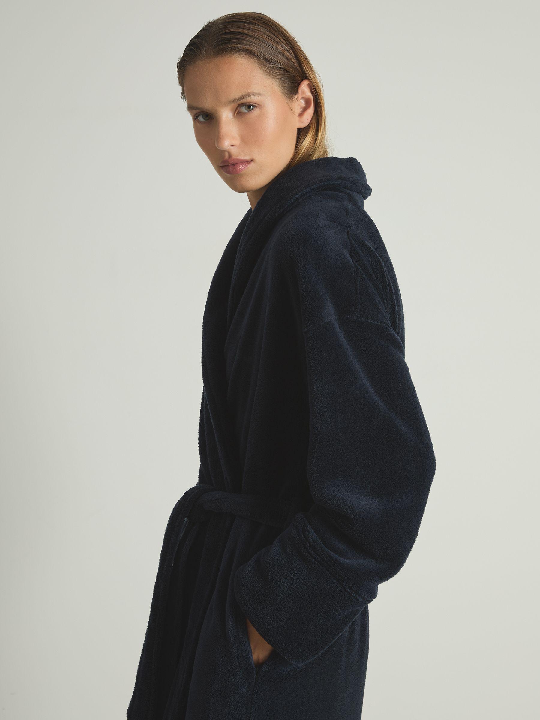 Fleece Dressing Gown in Navy Product Image