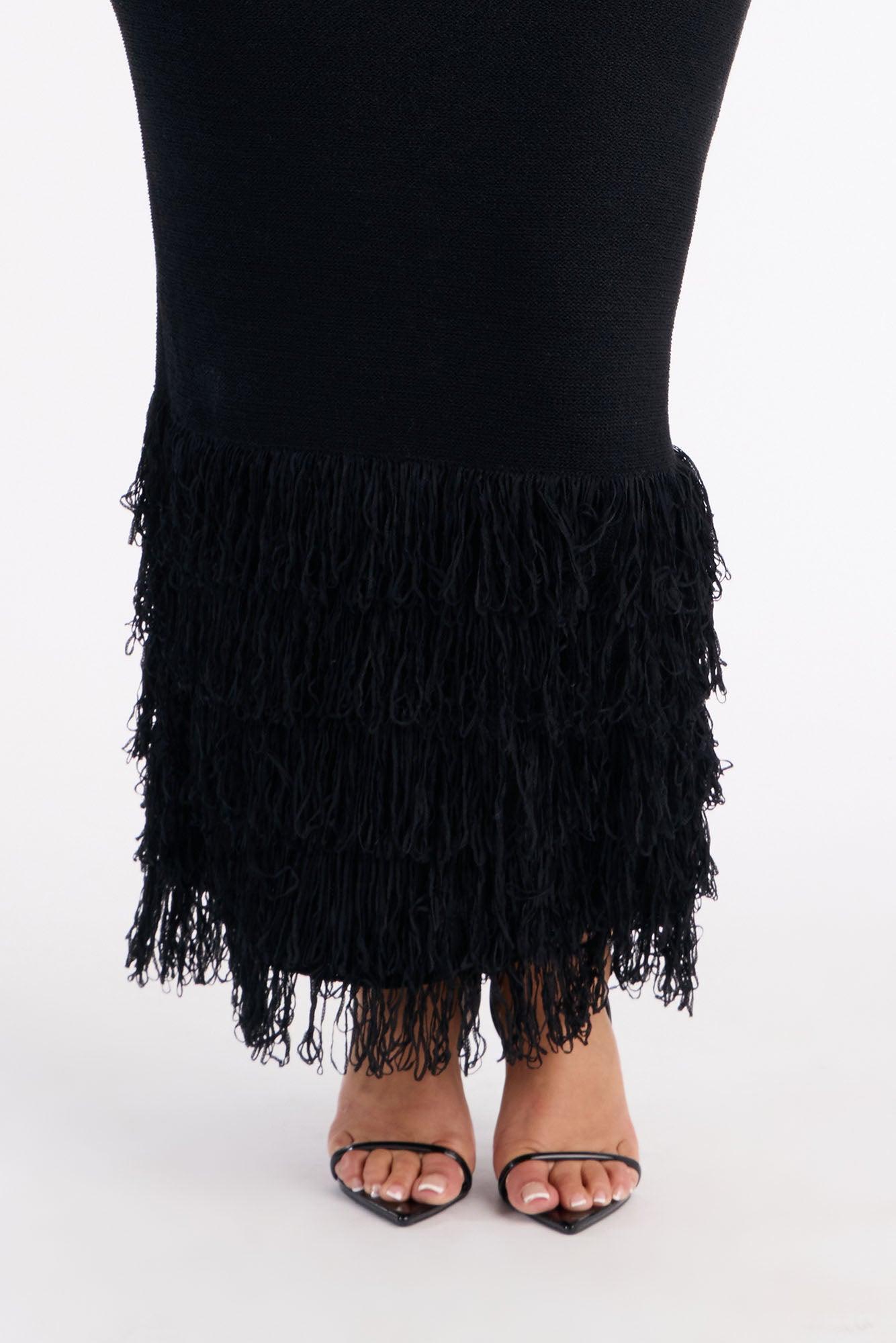 Delany Long Sleeve Knit Maxi Dress - Black Female Product Image