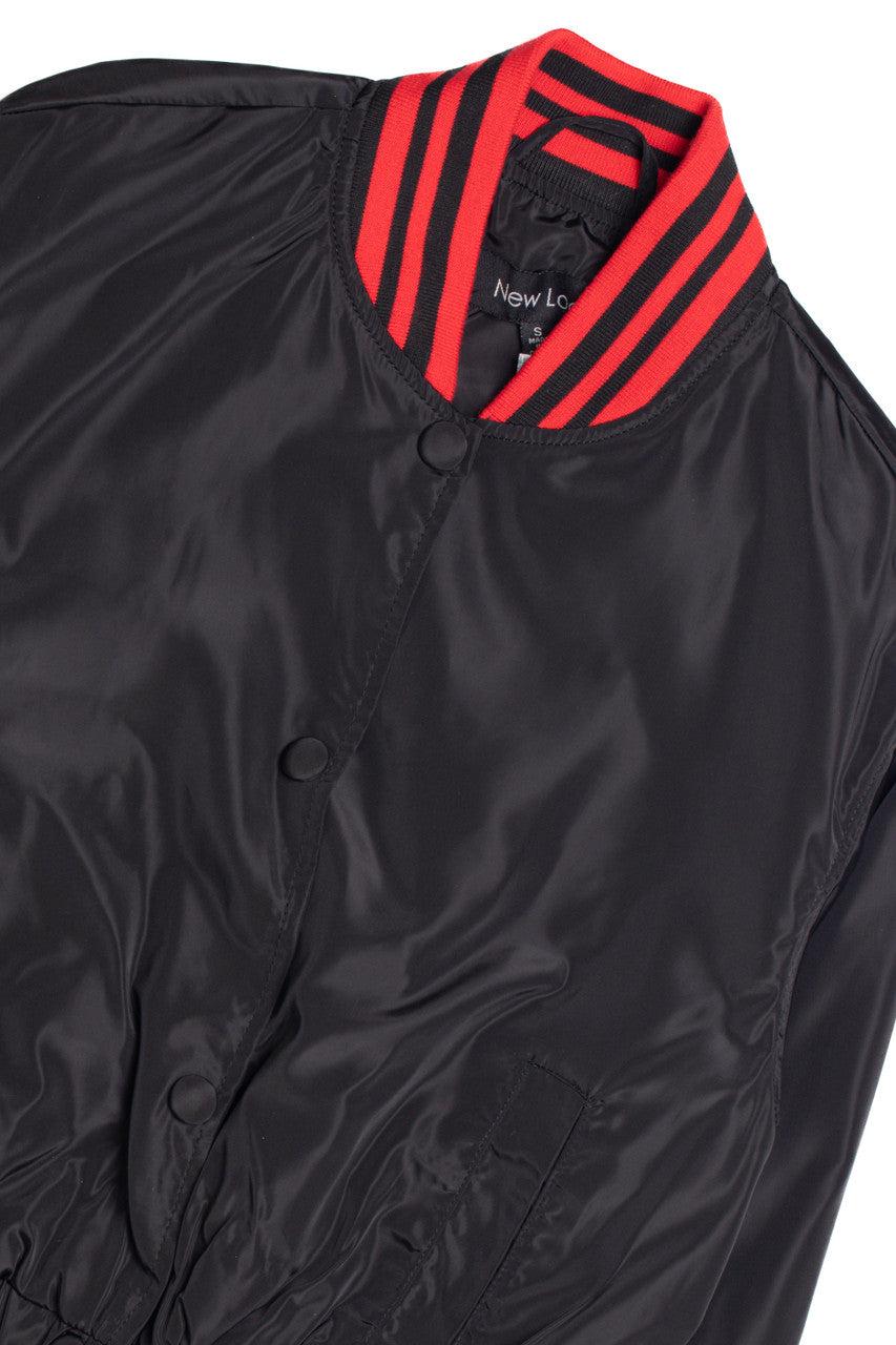 Black Silk Varsity Jacket Product Image