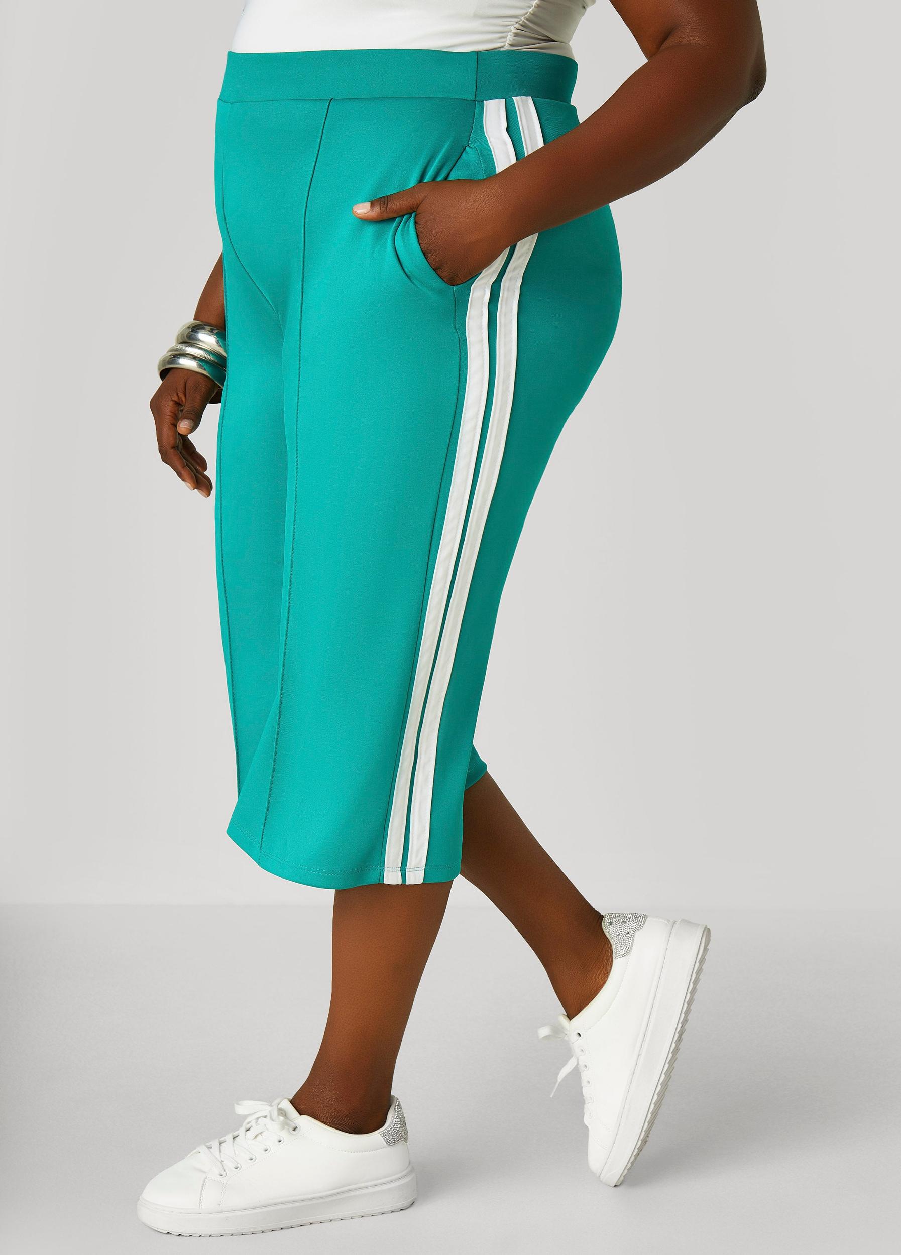 Plus Size Stripe Trimmed Capris Ashley Stewart Product Image