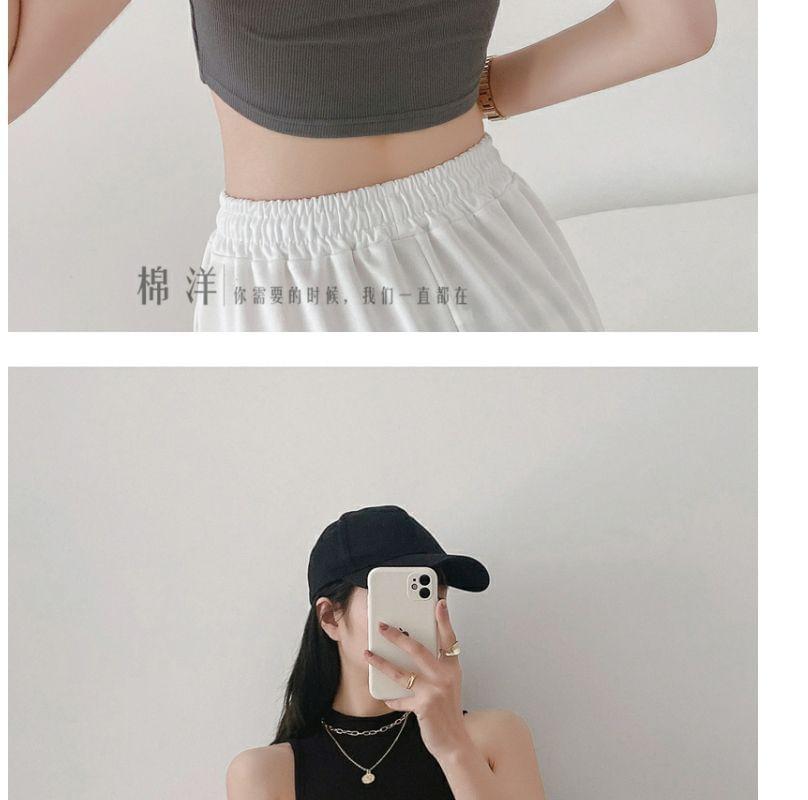Mock Neck Plain Crop Tank Top Product Image