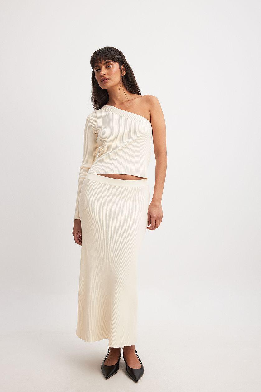 Knitted One Shoulder Top Offwhite Product Image