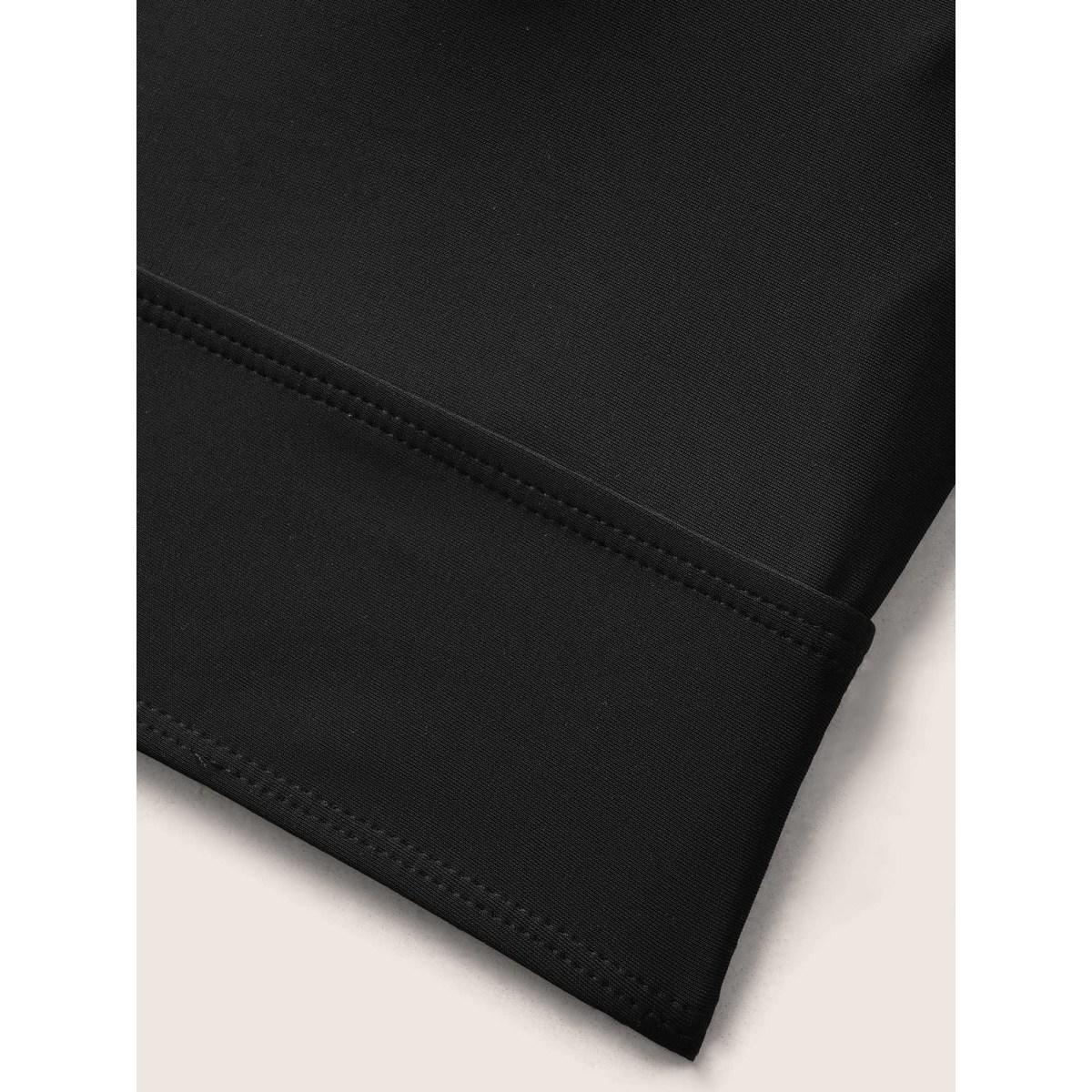 Plus Size Asymmetrical Neck Cut Out Gathered Swim Top Women's Swimwear Black Beach Cut-Out High stretch Skinny Asymmetrical Neck Curve Swim Tops BloomChic 30/6X Product Image