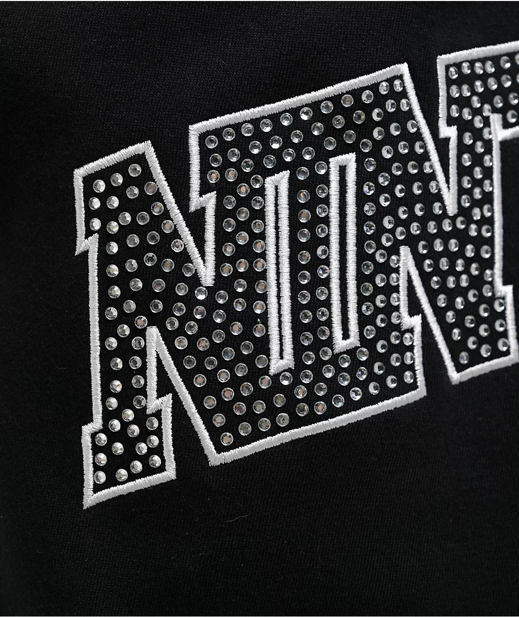 Ninth Hall Rhinestone Black Oversized Sweatpants Product Image