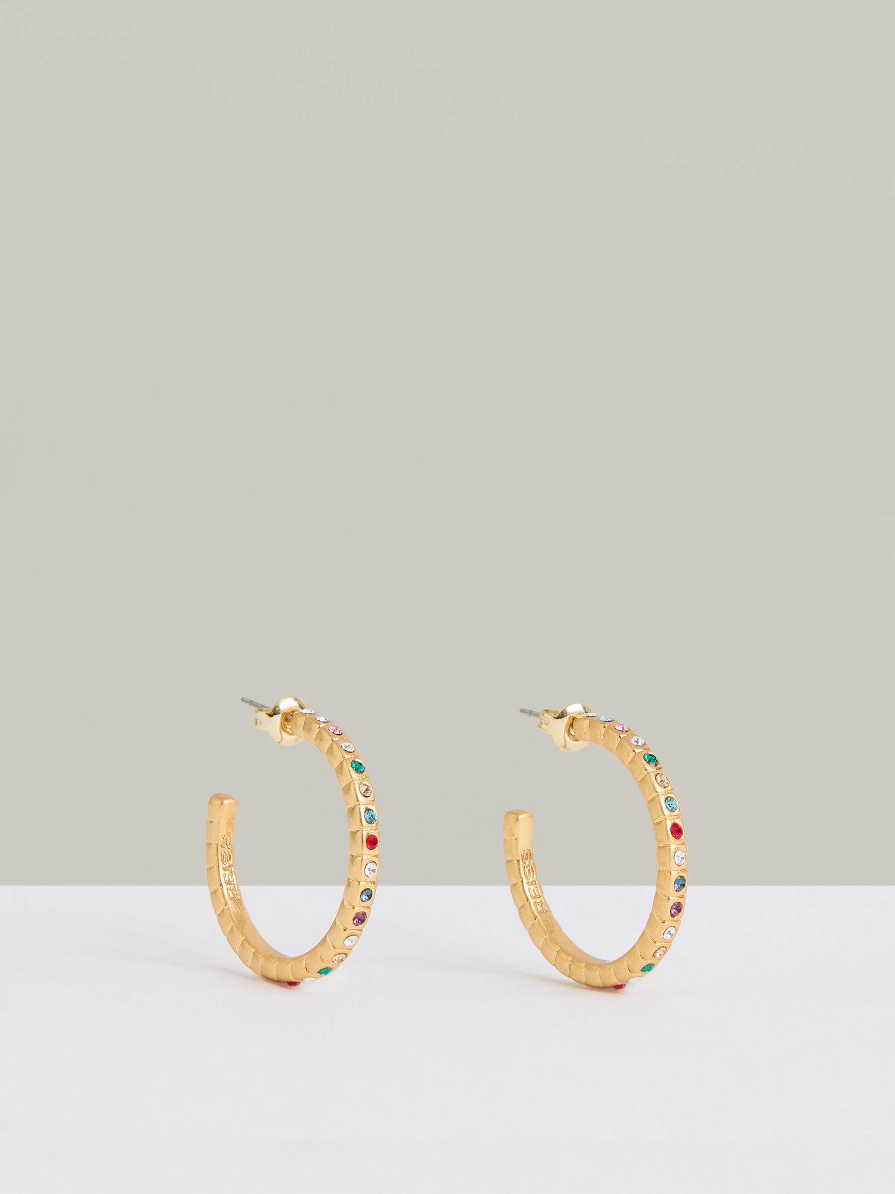 Crystal Hoop Earrings in Gold Tone Product Image