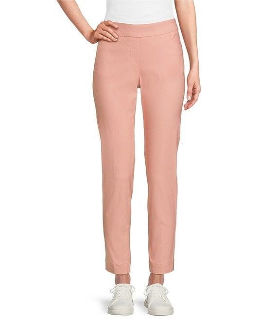 Slimsation® by Multiples Petite Size Wide Waistband Pull-On Plain Weave Ankle Pants Product Image