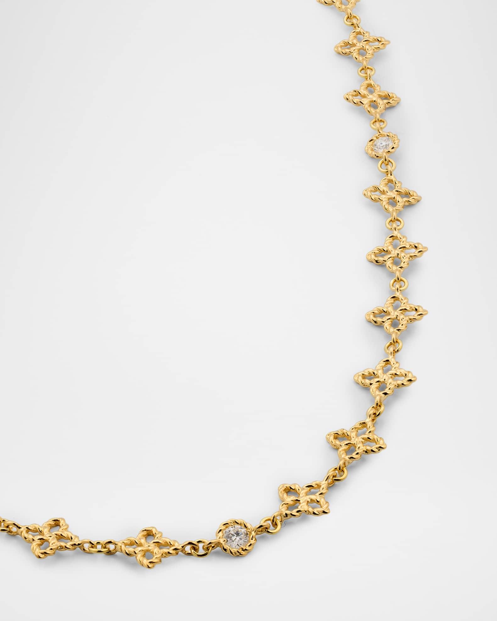 18K Yellow Gold Principessa Diamond Flower Link Necklace Product Image