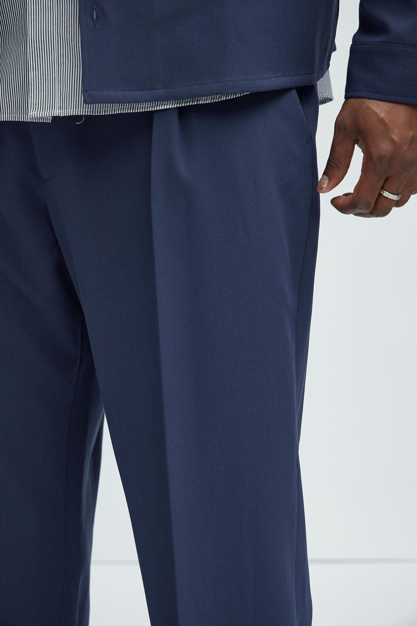 Ronan Relaxed Tapered Trousers - Navy Product Image