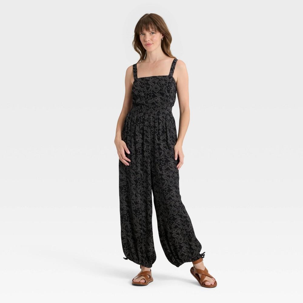 Women's Jumpsuit - Universal Thread™ Black Floral XS Product Image