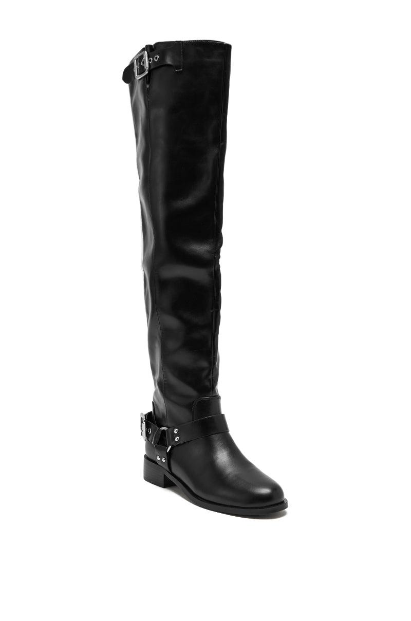 AZALEA WANG XALIIMA BLACK OVER THE KNEE RIDING BOOT Product Image