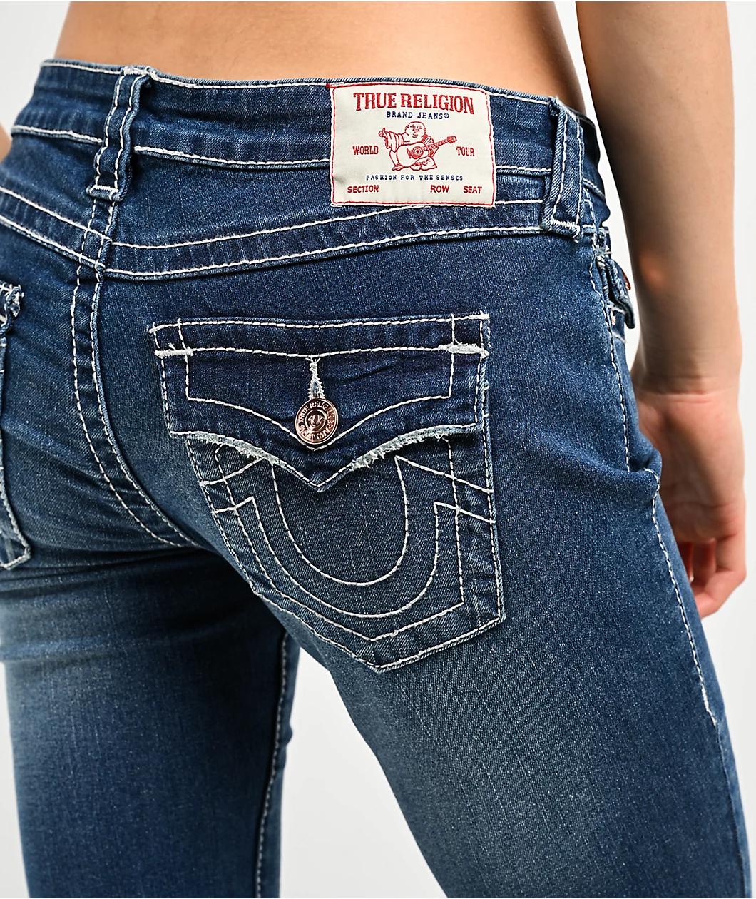 True Religion Becca Big T Low Rise Rose Gold Bootcut Jeans Product Image