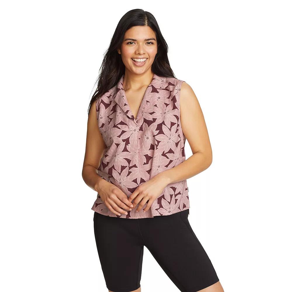 Women's Eddie Bauer Sleeveless V-Neck Collar Baja Shirt, Size: Large, Purple Product Image