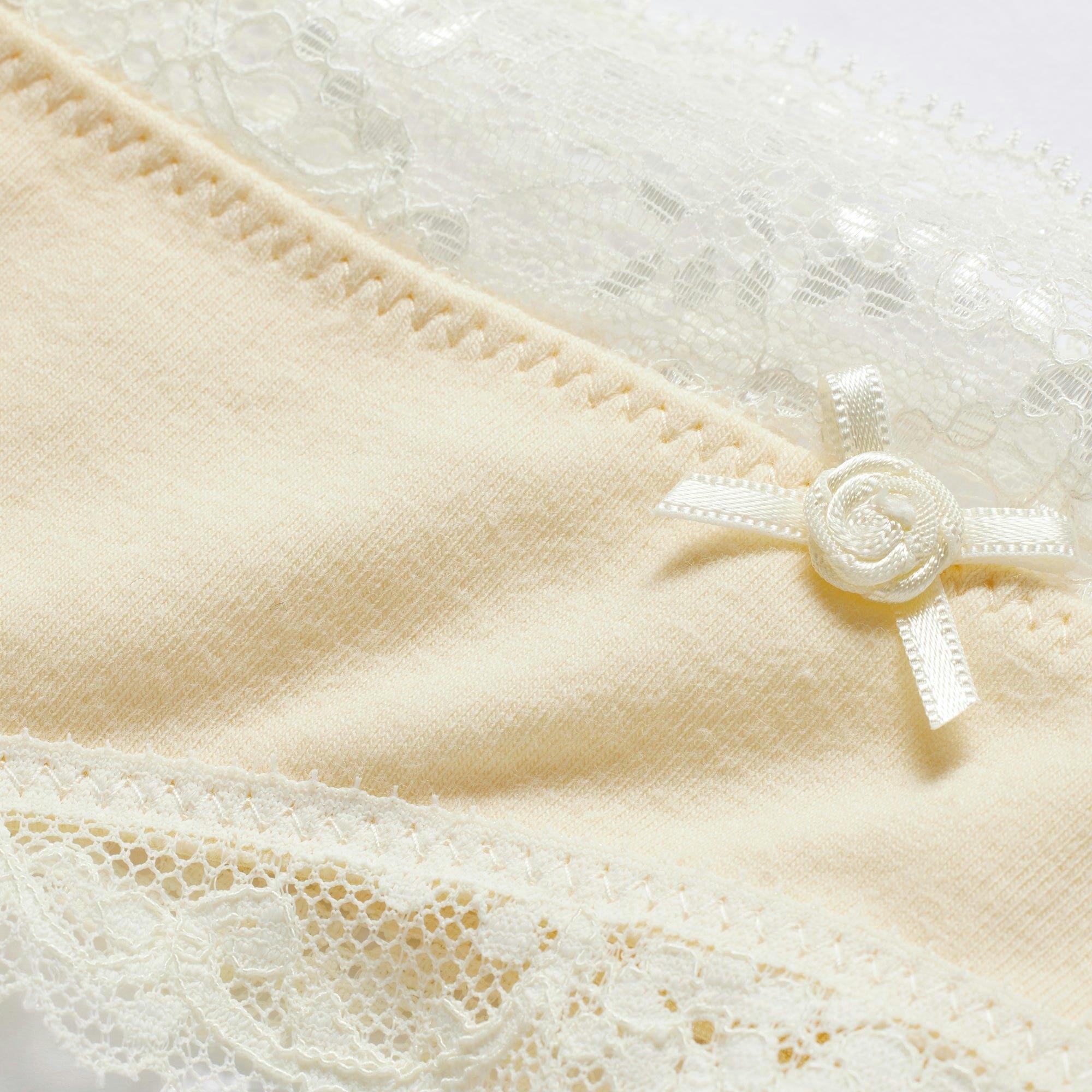 COTTON JERSEY LACE THONG | BUTTER Product Image