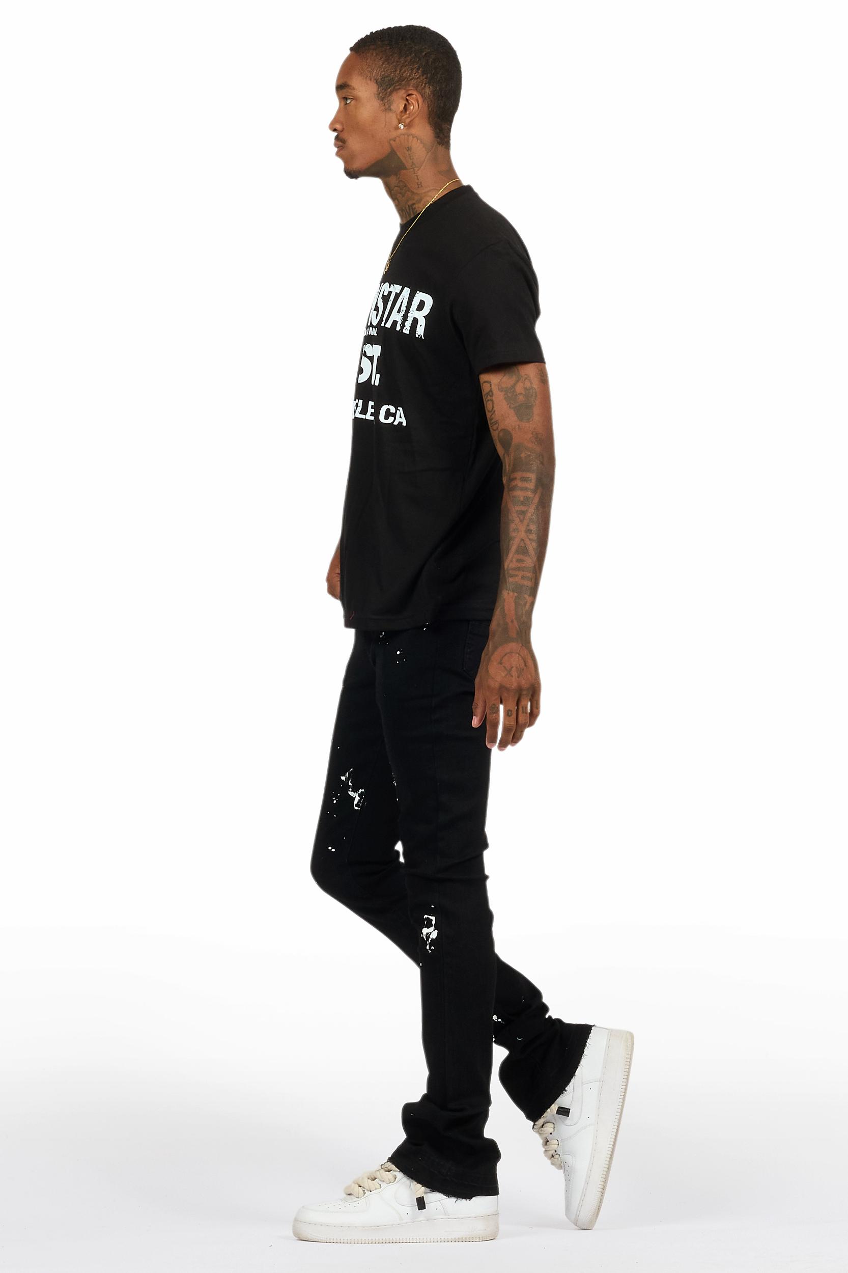 Lake Black/White T-Shirt/Dag Stacked Flare Jean Set Male Product Image