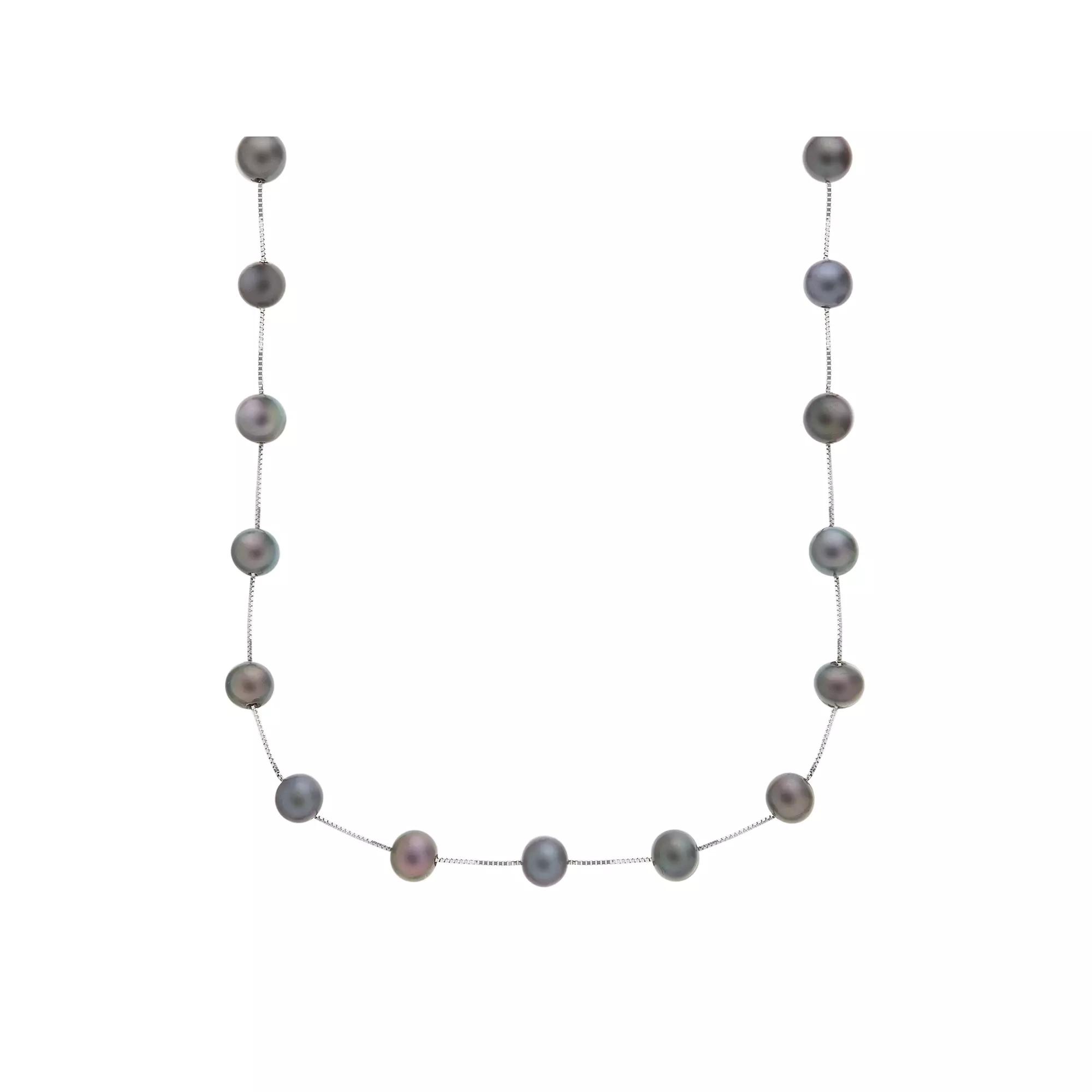 PearLustre by Imperial 14k White Gold Dyed Freshwater Cultured Pearl Station Necklace, Women's,  Product Image