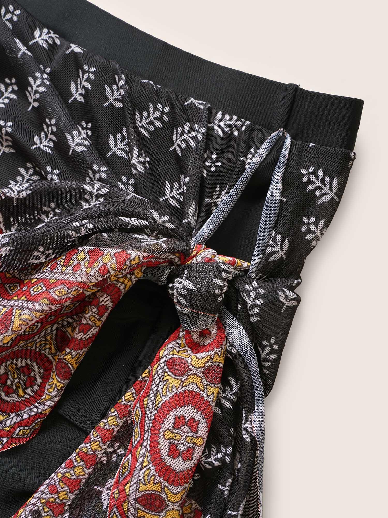 Bandana Tie Knot Slit Hem Swim Bottom Female Product Image