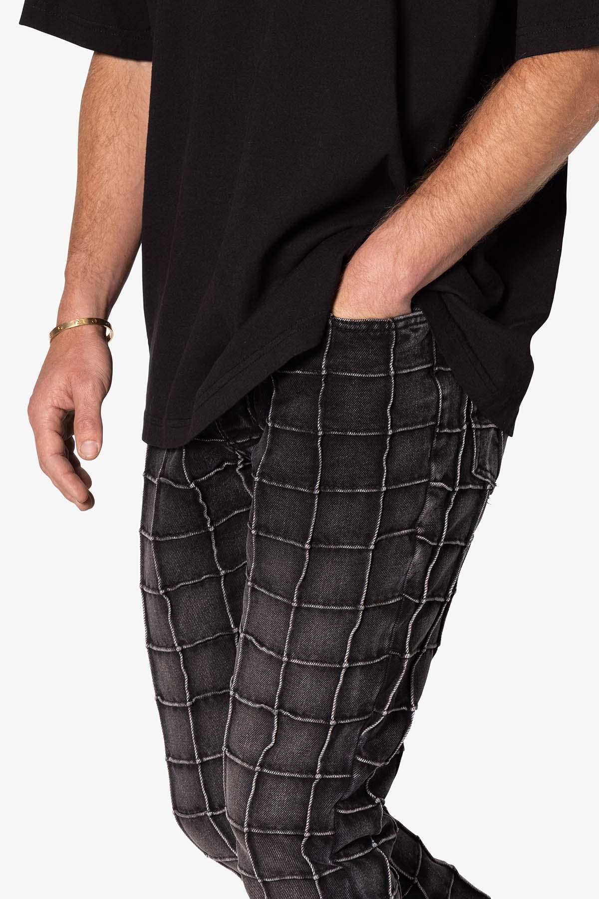 B665 Pleated Square Flare Denim - Black Product Image