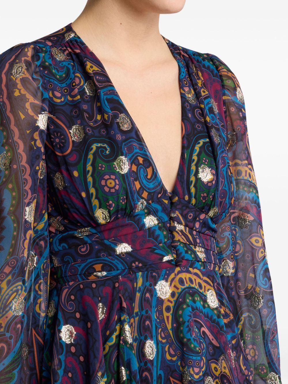 paisley-print V-neck mini day dress Product Image