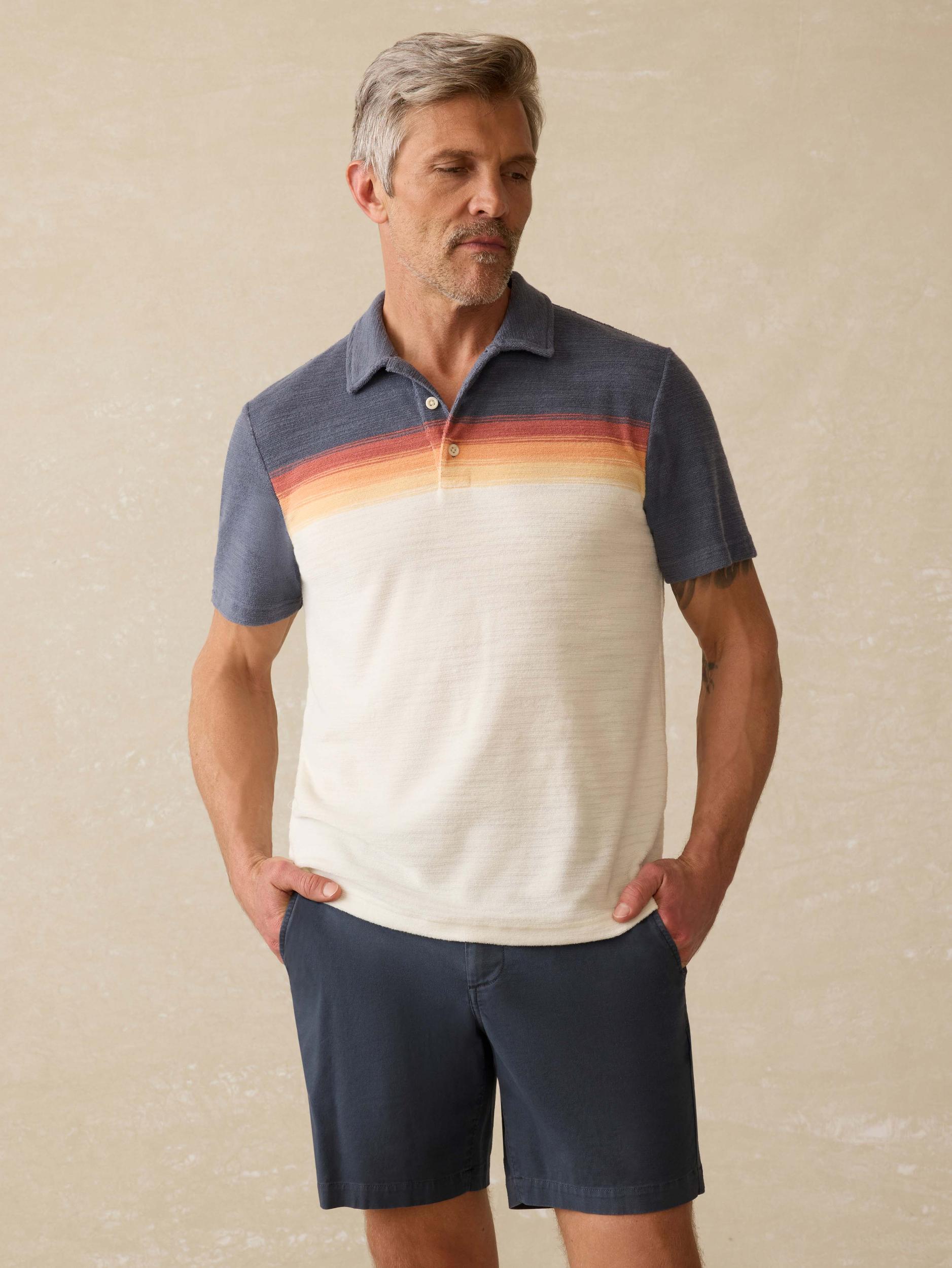 Cabana Towel Terry Surf Stripe Polo - Twilight Shore Ombre Male Product Image