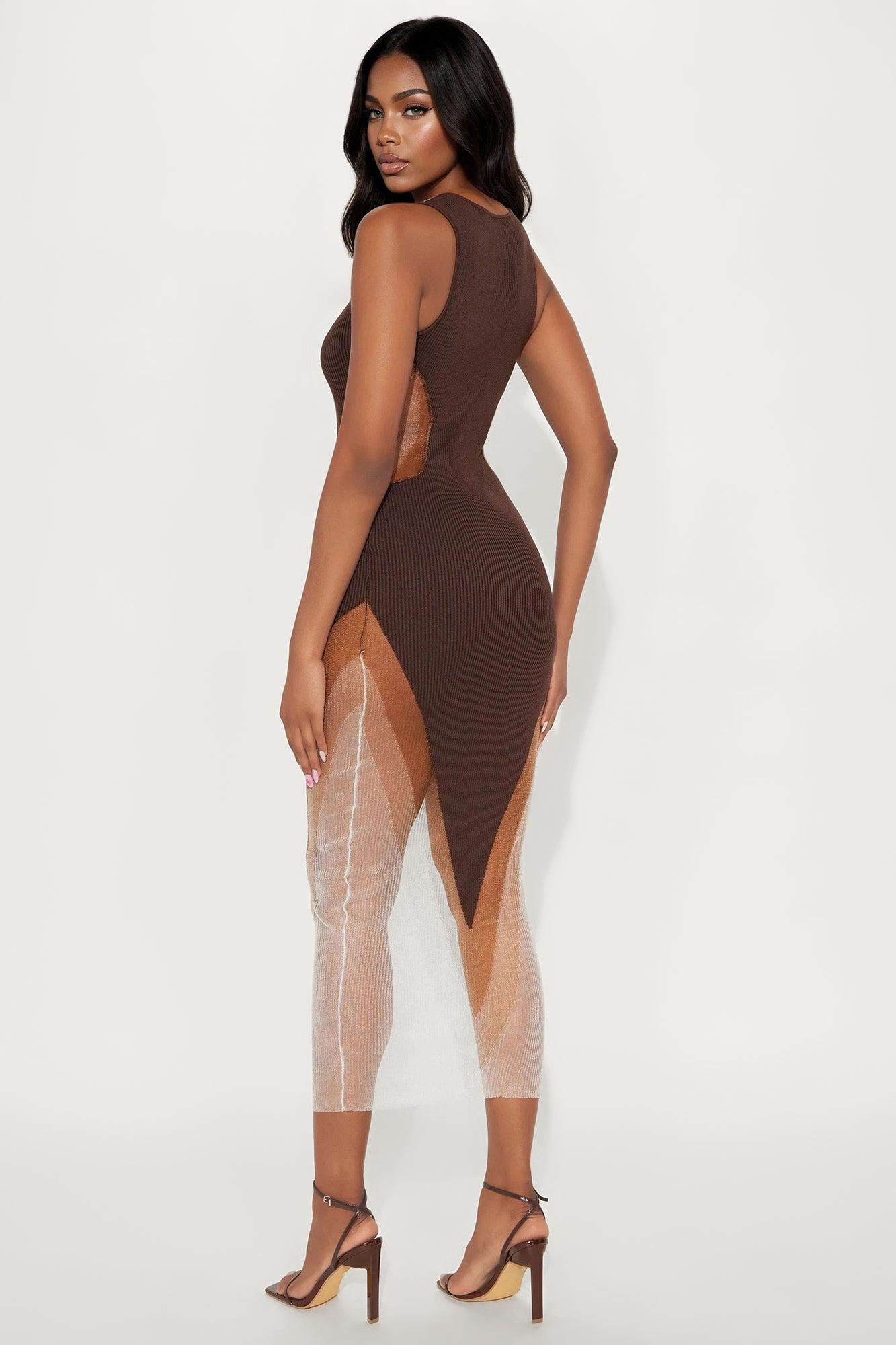 Xandra Sheer Maxi Dress - Brown/combo Female Product Image