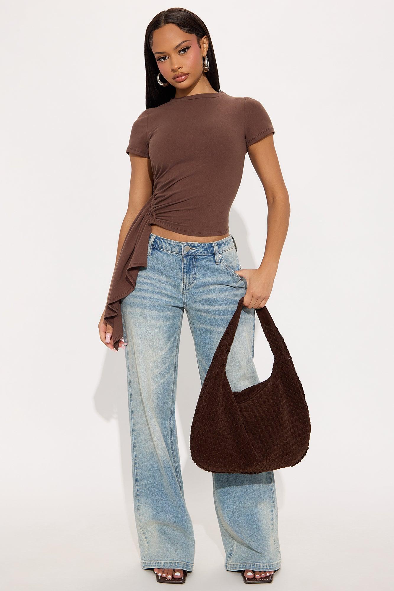 Polly Draped Short Sleeve Tshirt - Brown Female Product Image