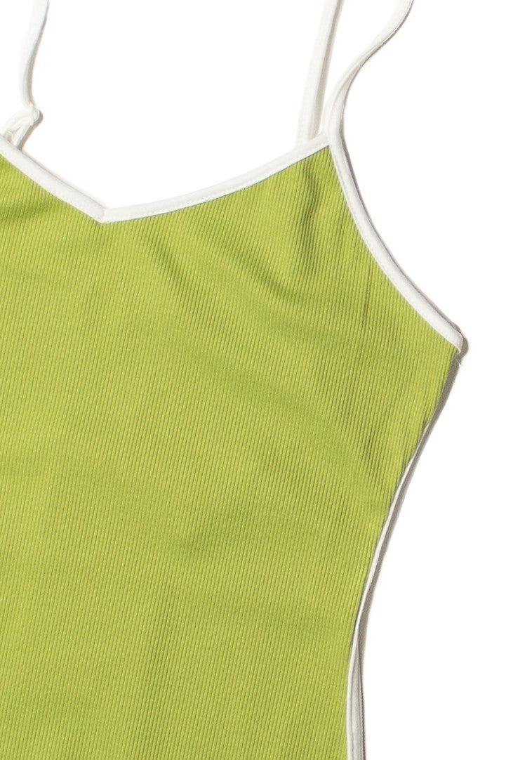 Moss Green White Trim Mini Dress Product Image