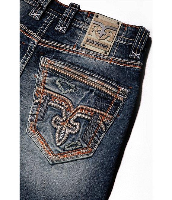 Rock Revival Ryder Straight Leg Fleur-De-Lis-Embroidered-Pocket Jeans Product Image