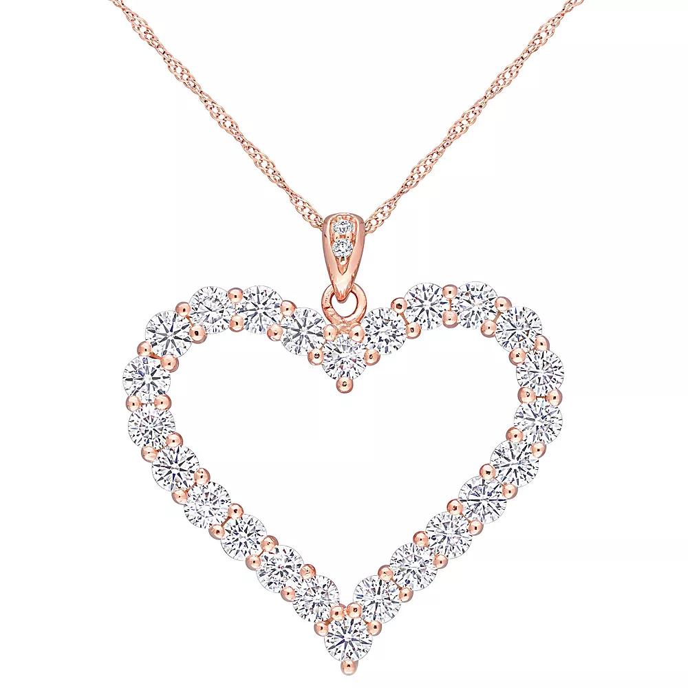 Stella Grace 18k Rose Gold Over Silver 2 2/5 Carat T.W. Lab Created Moissanite Heart Pendant Necklace, Women's, Size: 18", Pink Tone Product Image