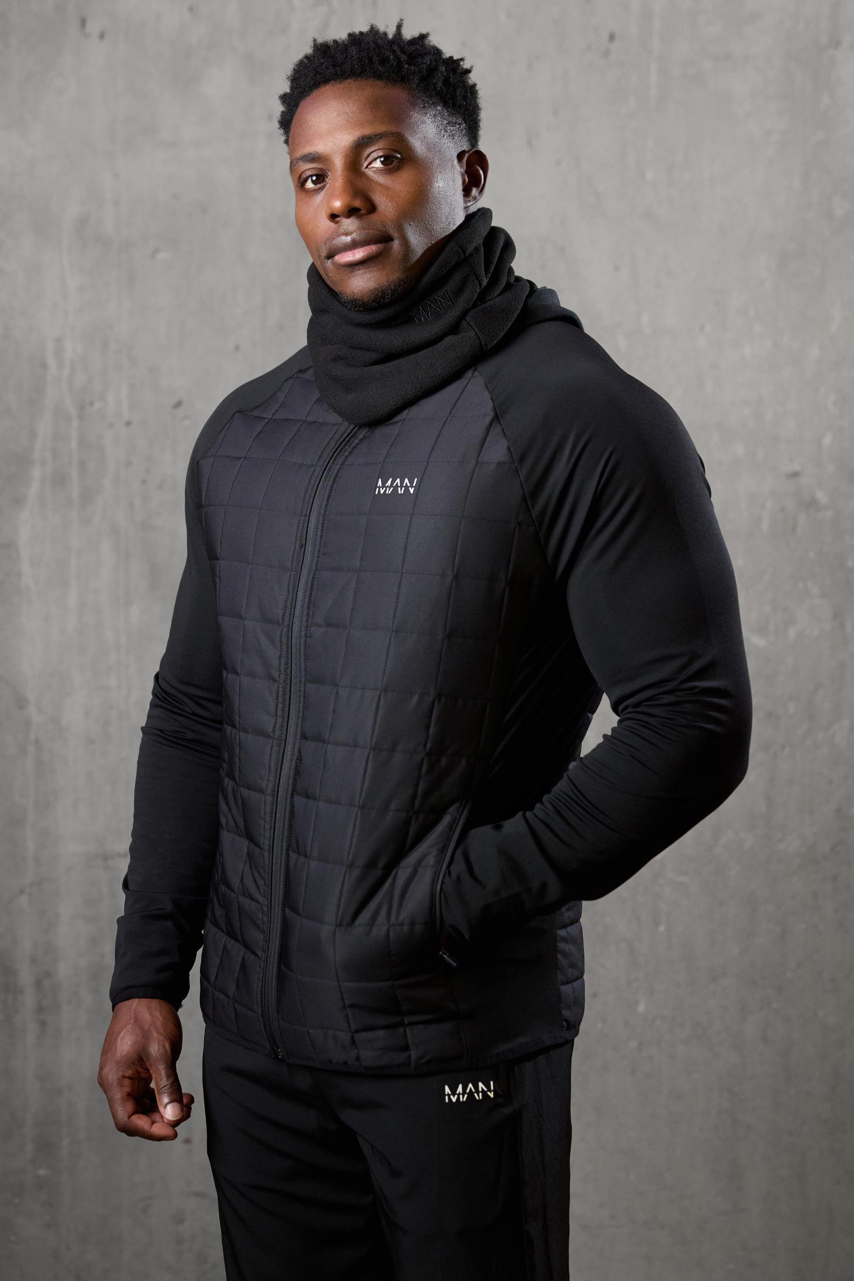 Man Active Plaid Quilted Zip Through Hoodie | boohooMAN USA Product Image