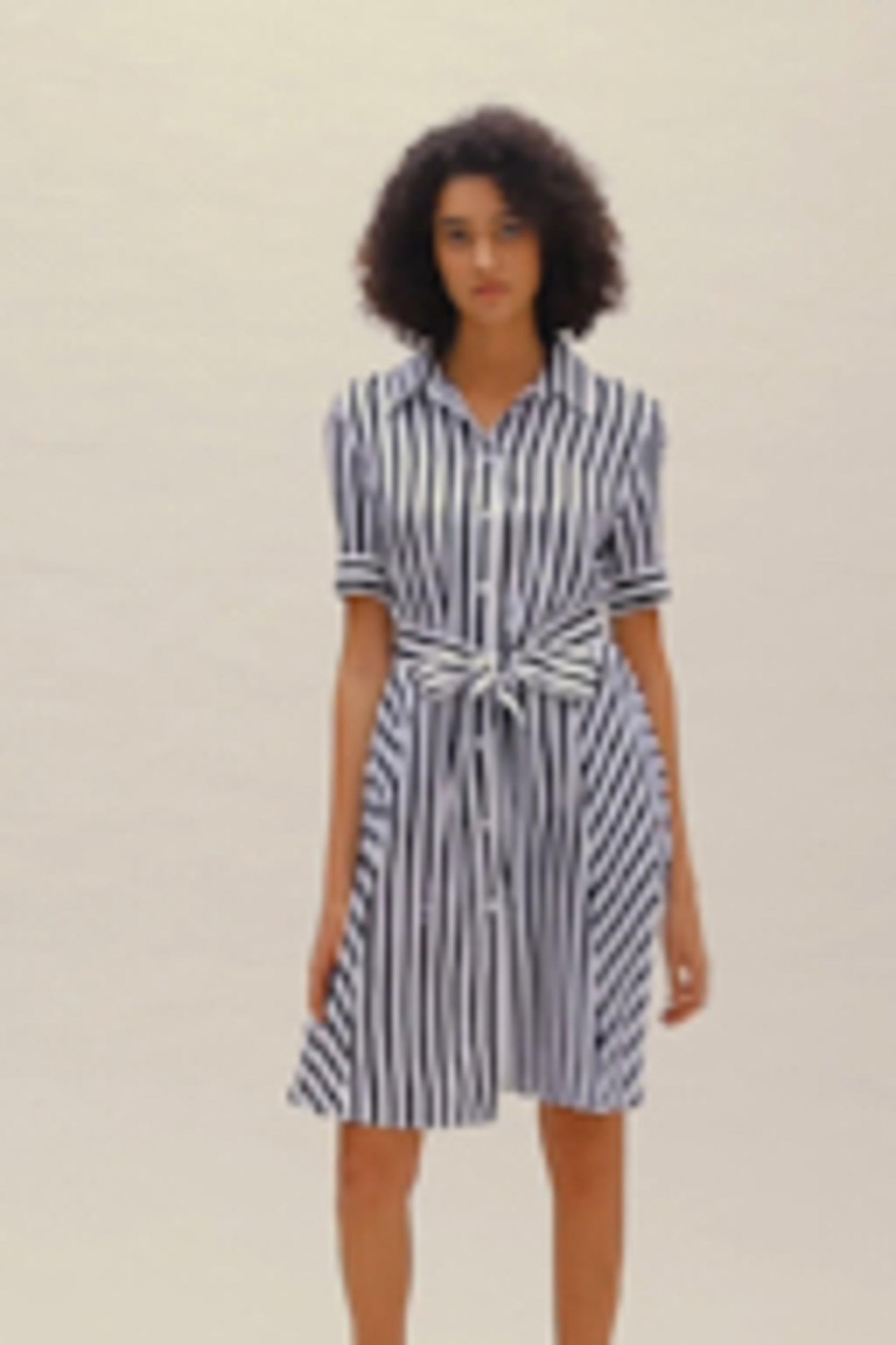 Amalfi Stripe Silk Shirtdress with Belt Product Image