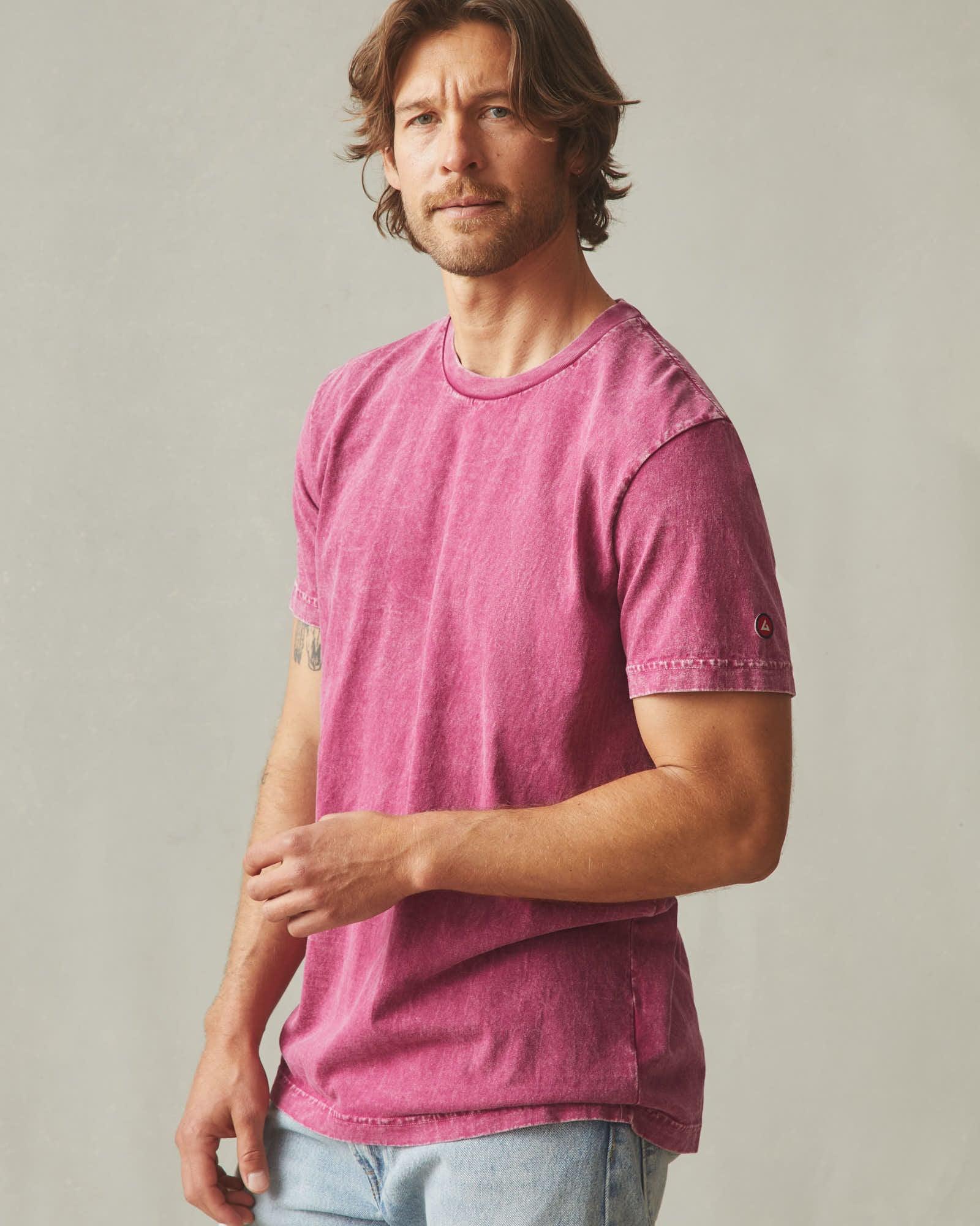 Men's Vintage Crew Tee - Mineral Wash Raspberry Product Image