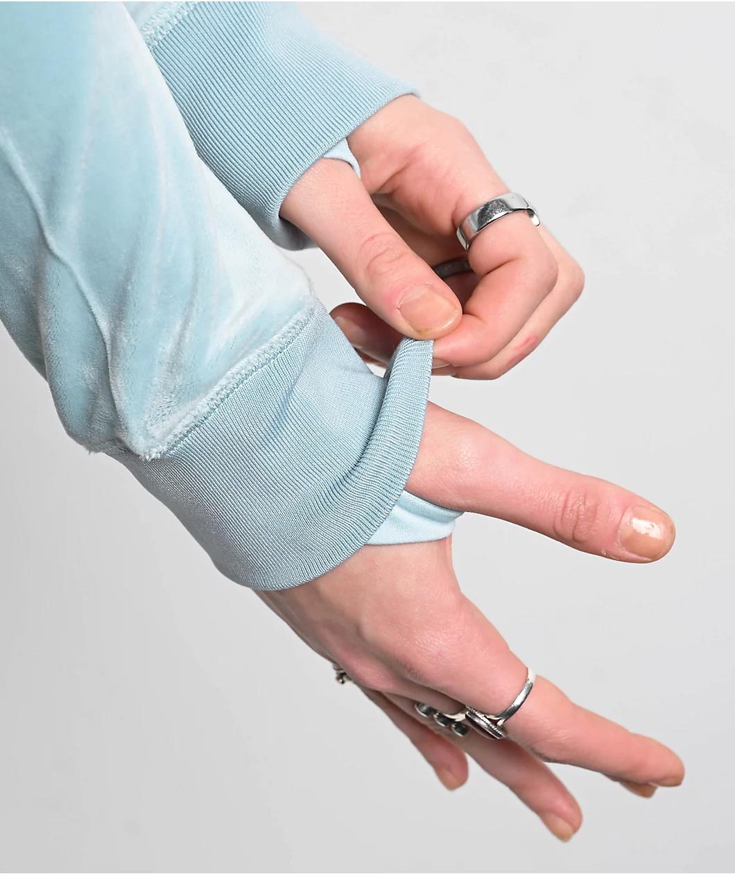 Juicy Couture OG Big Bling Pastel Turquoise Velour Zip Hoodie Product Image