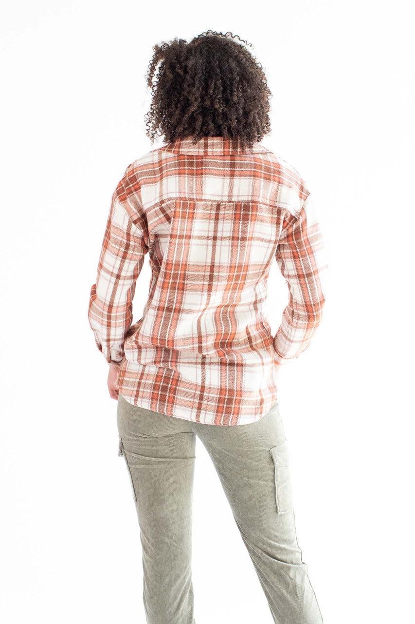 White & Cappuccino Oversized Plaid Shacket Product Image