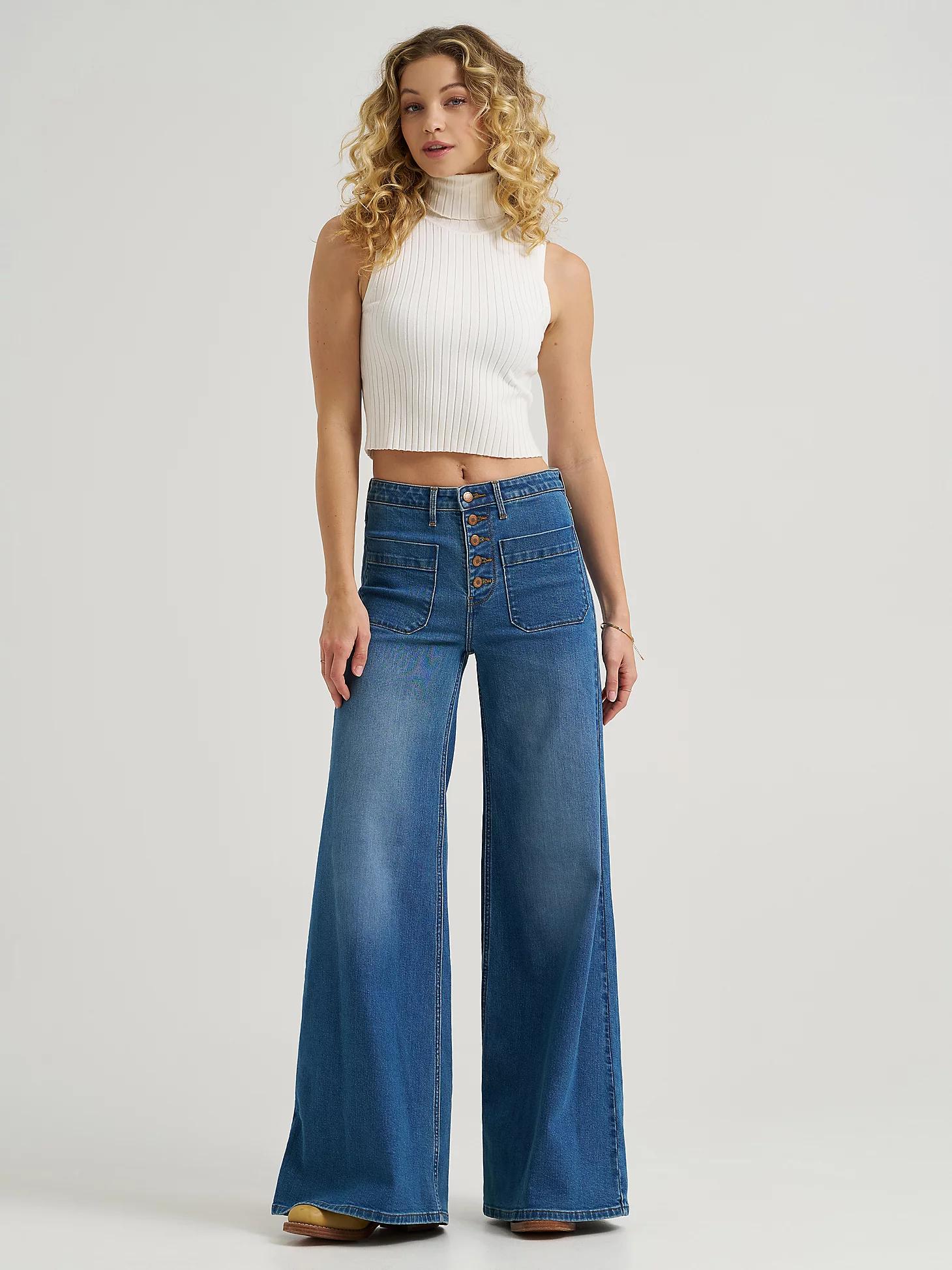Women's Patch Pocket Wide Leg Jean in Carolina Product Image