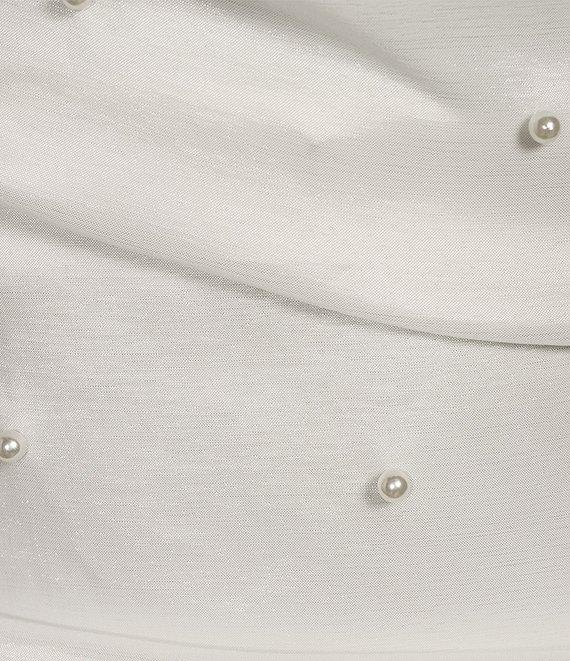 Allison & Kelly Strapless Pearl Taffeta Bow Back Mini Train Dress Product Image