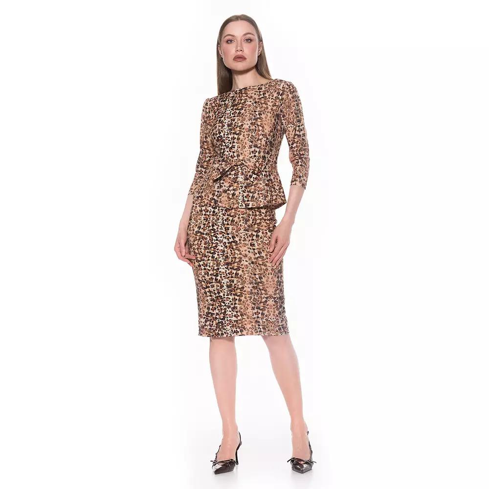 Women's ALEXIA ADMOR Joyce Peplum Sheath Midi Dress with Front Tie Detail,  Product Image